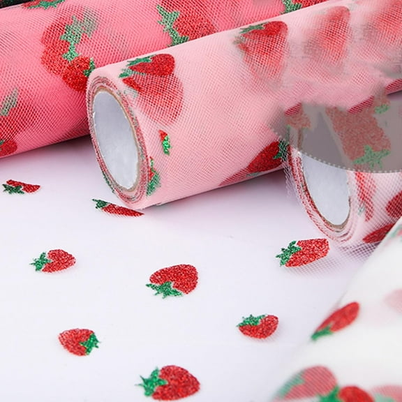 1roll 1Roll Polyester Tulle Fabric rolls Deco Mesh Strawberry Ribbon Spool for Wedding and Decoration Pink 5-7/8 inch(150mm) about 9.84 Yards(9m)/Roll