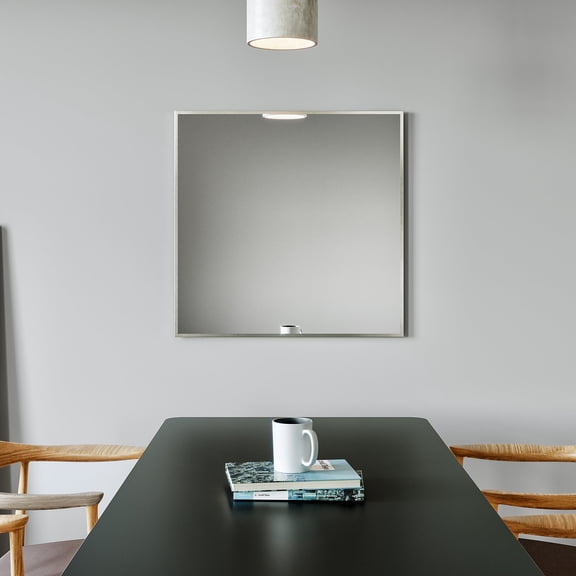 Eviva Sax® 30" Brushed Chrome Metal Frame Bathroom Wall Mirror