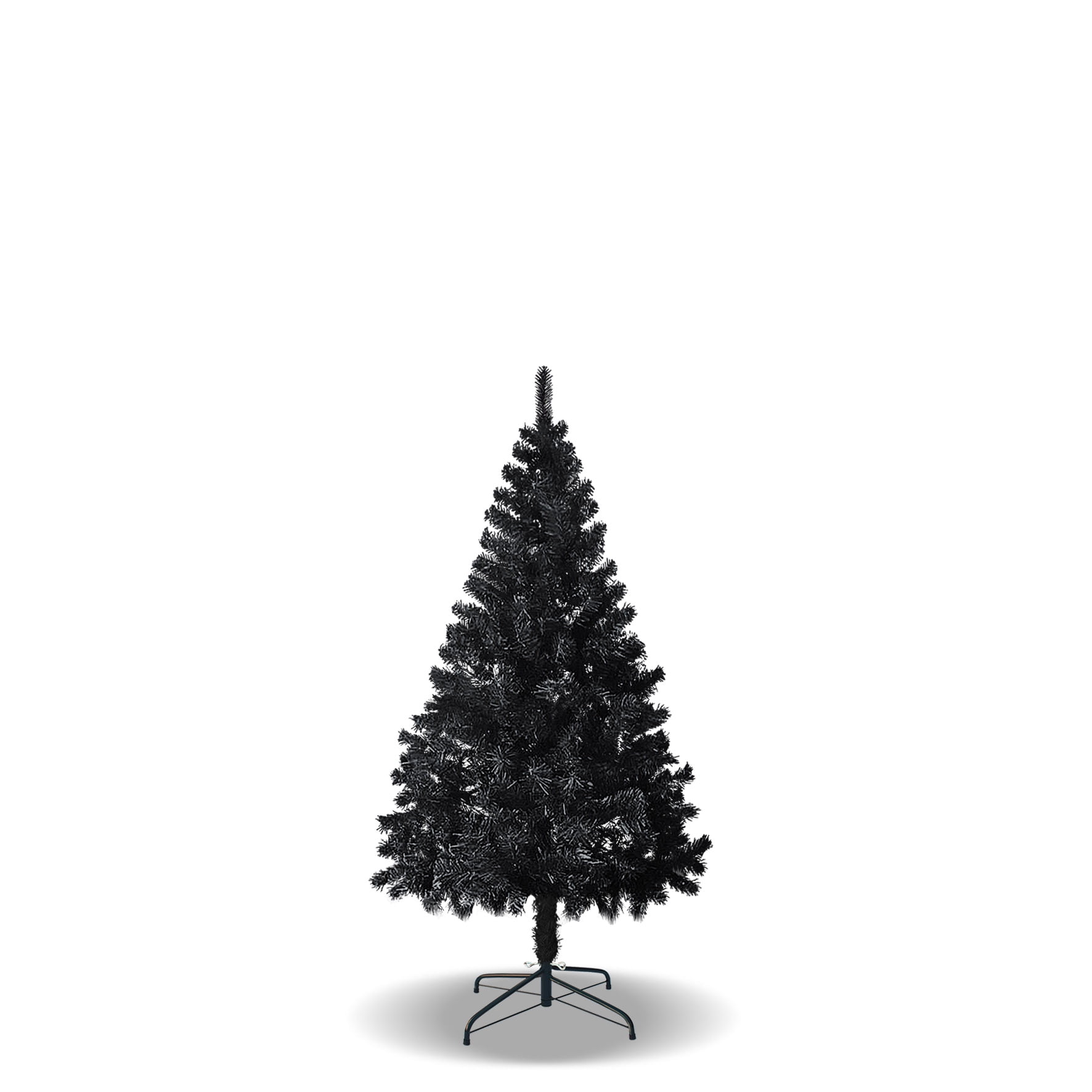 YardGrow 4'7.5' Black Artificial Christmas Tree PVC Tip Holiday Season Decor Metal Stand