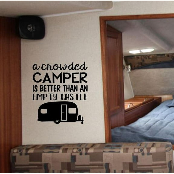 Camper Decor Decals Camping Quote Better Than Castle RV Wall Art Stickers 15.5x14-Inch Black