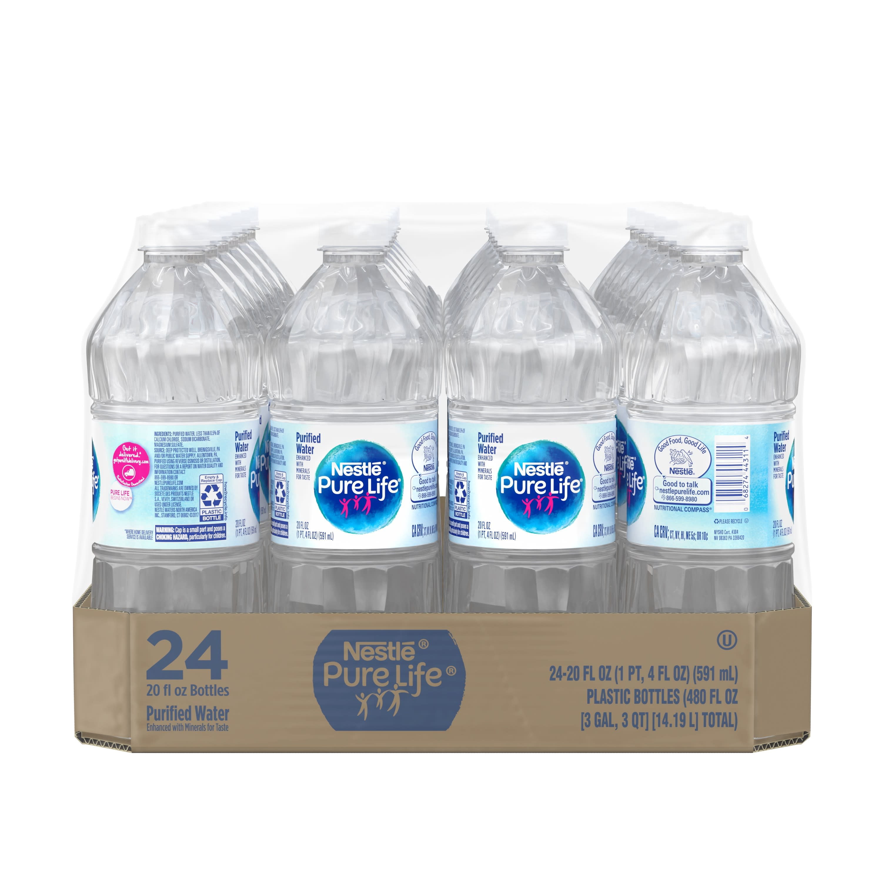 Nestle Pure Life Purified Water 20 Fl Oz Plastic Bottled Water Case Of 24 Walmart Com Walmart Com