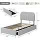 thumbnail image 2 of Tamaño individual marco de cama con almacenamiento cabecero para niños' cama con 2 cajones bouclé forrado cama de plataforma con estante de libros no necesita colchón base fácil montaje gris, 2 of 9