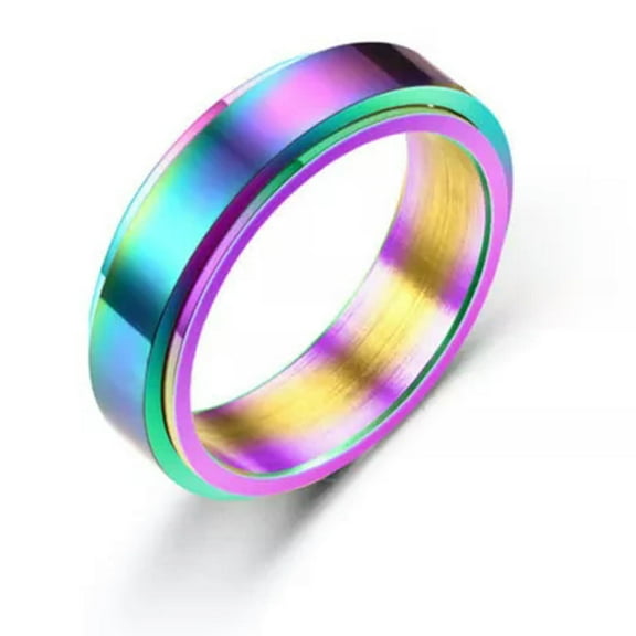 K-KED Ring Women Titanium Anti-anxiety Rotating / Fidget Gifts Spinner Rings Men Steel-multicolor-6