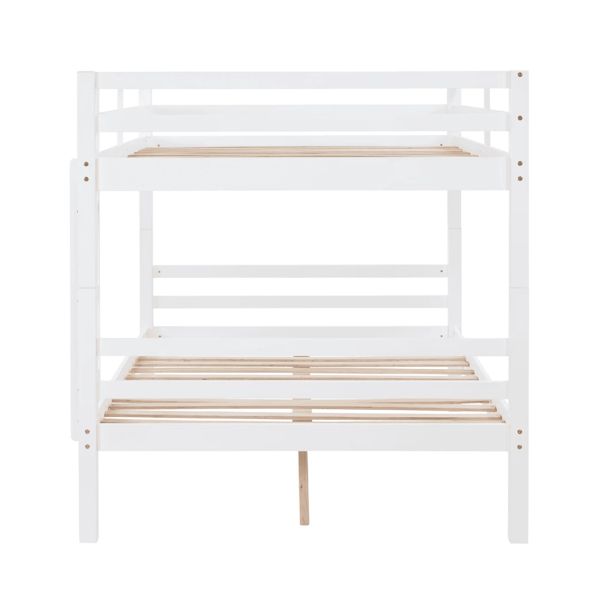 MAYEERTY Full over Full Bunk Bed with Thick Posts, Wooden Bed Frame with High Guardrail and Ladder for Teens, No Box Spring Needed, White