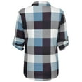 thumbnail image 4 of Womens Basic Casual V Neck Plaid Print Cotton Cuffed Long Sleeve Work Tops Blouses Shirts, 4 of 5