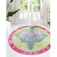 thumbnail image 4 of Unique Loom Timeless Collection Area Rug - Thomas (5' Round Green/Fuchsia), 4 of 12