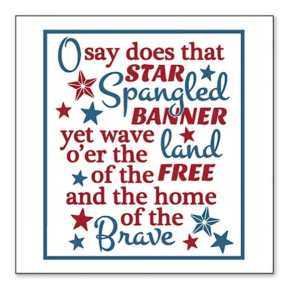 DistinctInk Custom Bumper Sticker - 10" x 10" Decorative Decal - White Background - Star Spangled Banner Word Art