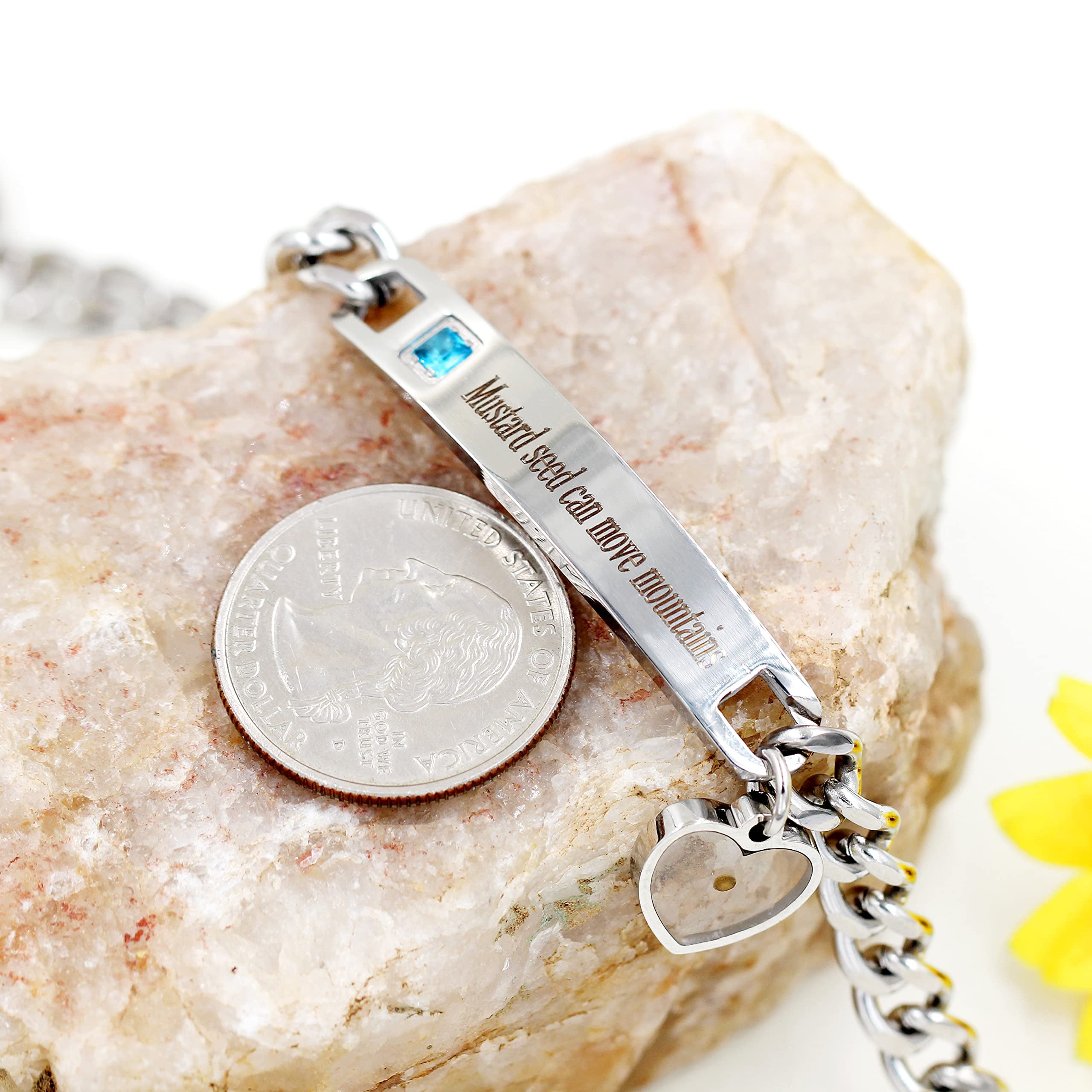 Stainless Steel Faith Bangle Bracelet - Engraved 'Faith As Small As Mustard Seed Can Move Mountains'
