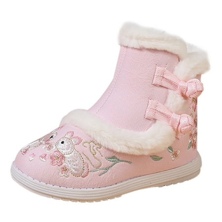 

Jdefeg Kids Neoprene Boots Short Boots For Toddler Gilrs Cloth Shoes Rubber Sole Warm Winter Snow Boots Embroidery Print Cotton Boots Little Girl Winter Boots Size 8 Cloth Pink 27