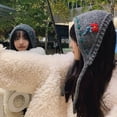 thumbnail image 3 of CoCozhu Korean Version Of Handmade Woolen Flower Flowers With Head Scarf Soft Girl Cute Girl Earmuffs Winter Ear Protective Warm Ear Hood, 3 of 9