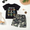 thumbnail image 2 of Xudanell Toddler Baby Boy Summer Outfits God Says I Am Strong Truck Tractor T-Shirt Tops Camouflage Shorts Infant Clothes (Dark Gray, 18-24 Months), 2 of 5