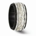 thumbnail image 5 of Black Titanium Men's and 925 Sterling Silver-Inlay Unique Design Wedding Band Ring Size 11.5, 5 of 8