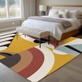 thumbnail image 4 of Geometric, Area Rug 5x7 FT, Non Slip Bedroom Throw Carpet, Abstract Black Middle Century Boho Yellow Red Stripes Washable Soft Floor Carpet Non-Shedding Rug for Dining Room Bedside Classroom Desk, 4 of 9