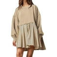 thumbnail image 1 of xiaxaixu Robe Chandail en Molleton Surdimensionnée pour Femmes Patchwork Manches Longues Col Rond Robe Mini Ample Pull Tops, 1 of 6