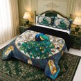 thumbnail image 2 of Erosebridal Stained Glass Peacock Full Size Comforter Sets,Colorful Feather Motif Bedding Comforter Set,3pcs,1 Comforter and 2 Pillowcases,Black Reversible, 2 of 7