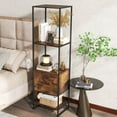 thumbnail image 2 of Costway 5-Tier Bookshelf with 4 Open Shelves Storage Drawer Modern Book Storage Organizer Brown, 2 of 9