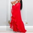 thumbnail image 5 of Combinaisons pour Femmes à une Épaule Soirée Cocktail Semi-Formelle Robe Maxi Pantalon Ensemble de Tenue de Voyage pour Femmes P-111 Rouge-A m, 5 of 5
