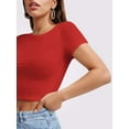 thumbnail image 5 of Womens Slim Fitted Crop Tops - Basic Crew Neck Short Sleeve Casual Tees for Going Out, 5 of 5