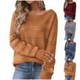 thumbnail image 4 of MaFYtyTPR Women's Sweater Tops Casual Solid Color Crew Collar Fall/Winter Long Sleeved Loose Sweaters Blouse Gray M, 4 of 4