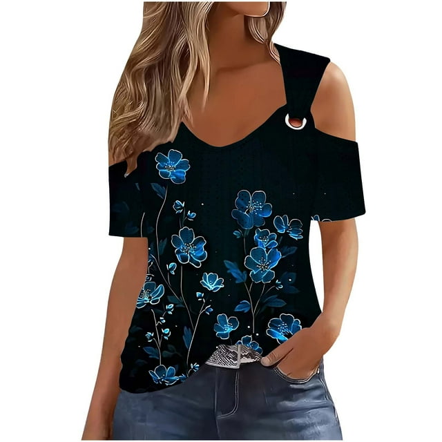 XMMSWDLA T-Shirts à Manches Courtes pour Femmes à Col Rond Été Mode T-Shirt Basique Multicolore Hauts d'Allaitement