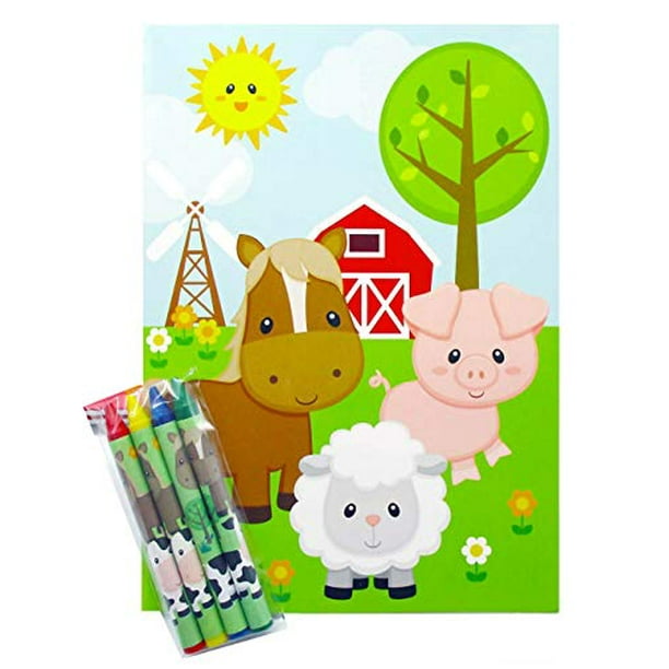 Download Farm Animals Coloring Books With Crayons Party Favors Set Of 12 Walmart Com Walmart Com