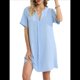 thumbnail image 2 of Camiseta de Baño para Mujer con Cuello en V y Corta para Playa de Verano. Azul XXXL, 2 of 6