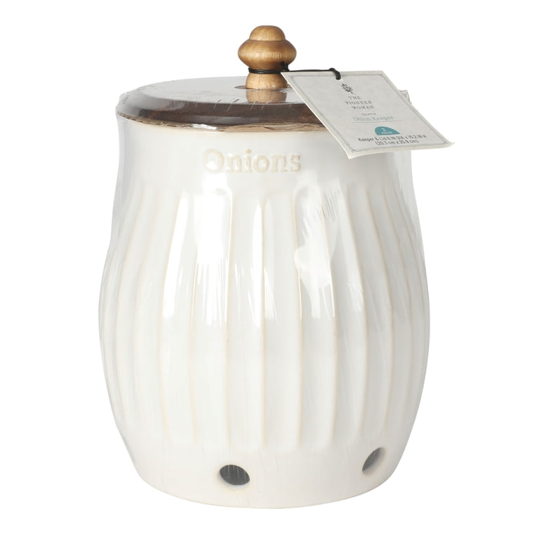 peony様　リピオーダーカゴ The Pioneer Woman Colette Stoneware Onion Keeper, White - Walmart.com