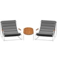 thumbnail image 7 of Vineego 3-Piece Patio Furniture Set with Acacia Wood Table,Modern Outdoor Lounge Chairs,All-Weather Steel Conversation Set for Backyard, Poolside, Balcony, Gray, 7 of 7