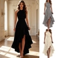 thumbnail image 2 of Quixlent Women's Layered Ruffle Hem Dress, Halter Sleeveless Party Cocktail Dress, Asymmetrical High Low Flowy Evening Dress, 2 of 8