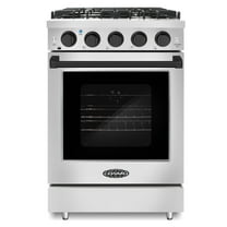 24 in. 3.73 cu. ft. Gas Range, 4 Sealed Burners, Convection Oven, Stainless Steel, Matte Black Handle Knob Kit