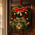 thumbnail image 5 of Qwtwty Artificial Christmas Wreath with Red Bow and Golden Bells, Farmhouse Winter Wreaths Hanging Ornament for Indoor Outdoor Wall Window Home Holiday Christmas Decor, 5 of 8