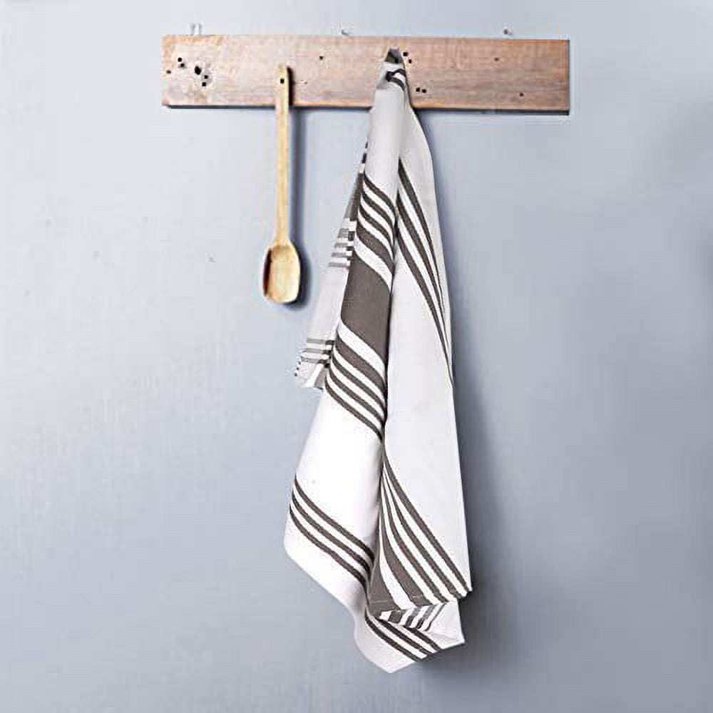 Urban Villa Kitchen Towels 100% Cotton set of 6,Highly Absorbent Quick Drying Super Soft Premium Dish Towel for kitchen with Hanging Loop Hand & Tea Towels - 20x30 Inch, (Dove Grey & White, Striped)