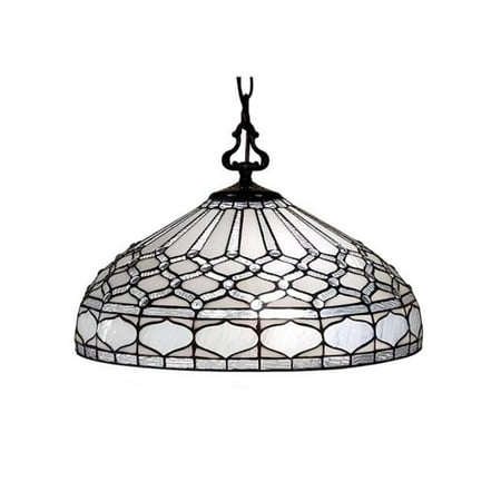 

Amora Lighting 18 in. Wide Tiffany Style Royal Hanging Lamp White