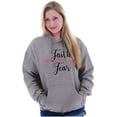 thumbnail image 3 of Breast Cancer Faith Over Fear Fight Women Plus Size Graphic Pullover Hoodie Brisco Brands 4X, 3 of 3