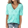 thumbnail image 1 of Timegard Summer Top for Women V Neck Ruffle Short Sleeve Solid Color Tee Shirts Casual Comfy Knit Top, 1 of 6
