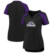 Colorado Rockies Fanatics Branded Women's Iconic League Diva Raglan V-Neck T-Shirt - Black/Purple