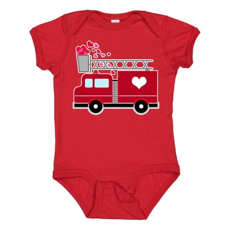 

Inktastic Valentine s Day Red Firetruck with Pink Hearts Boys or Girls Baby Bodysuit