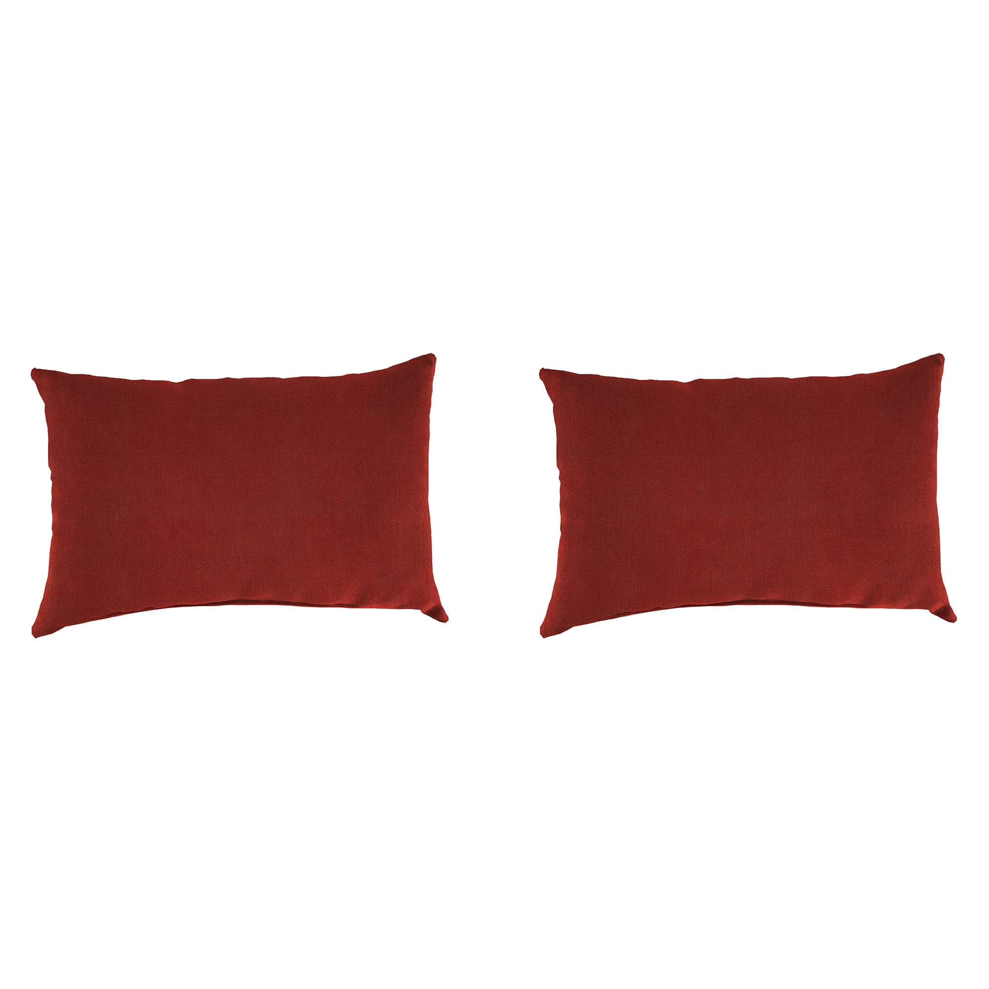 Jordan Manufacturing 14" x 20" Canvas Brick Red Solid Rectangular Outdoor Lumbar Throw Pillow (2 Pack)