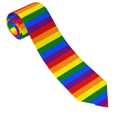 Men'S Tie Rainbow Flag Print Polyester Necktie - One Size