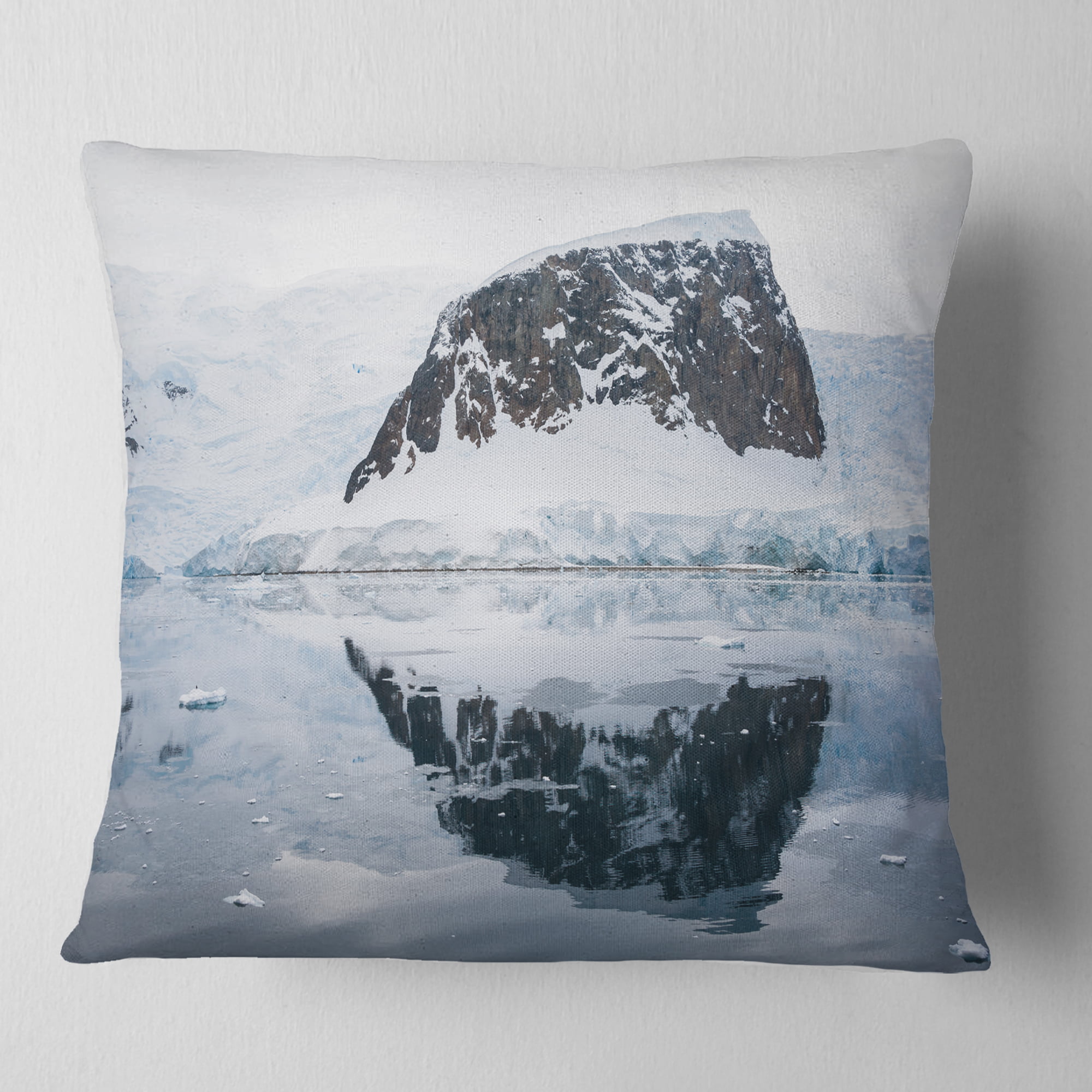 Everest Mountain Nature Acrylic Painting Designer 18" x 18" Filled Cushion Cover 