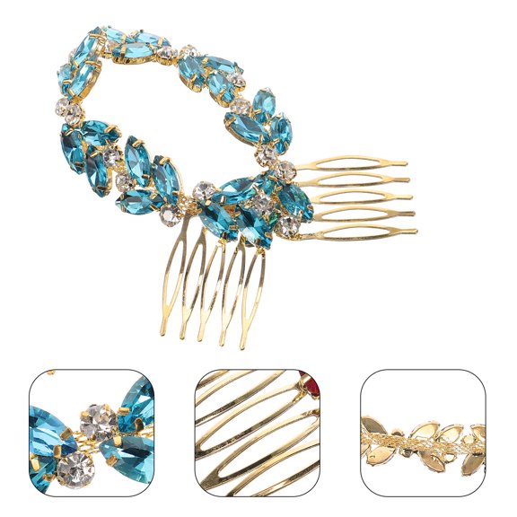Raindrops Sky Blue Rhinestone Hair Clips for Women's Elegant DIY Party Accessories Suitable for Buns 2.5 inches