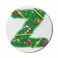 thumbnail image 1 of Christmas Alphabet Mouse Pad for Computers, Letter of Z with Candy Cane Ribbons Stars Print on Plain Backdrop, Round Non-Slip Thick Rubber Modern Mousepad, 8" Round, White and Green, by Ambesonne, 1 of 2