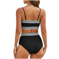 thumbnail image 4 of Efsteb Women's High Waisted Bikini Sets Solid Color Patchwork Swimwear Strapless Push Up Bathing Suit Two Piece Bathing Suit Beachwear (Black,S), 4 of 4