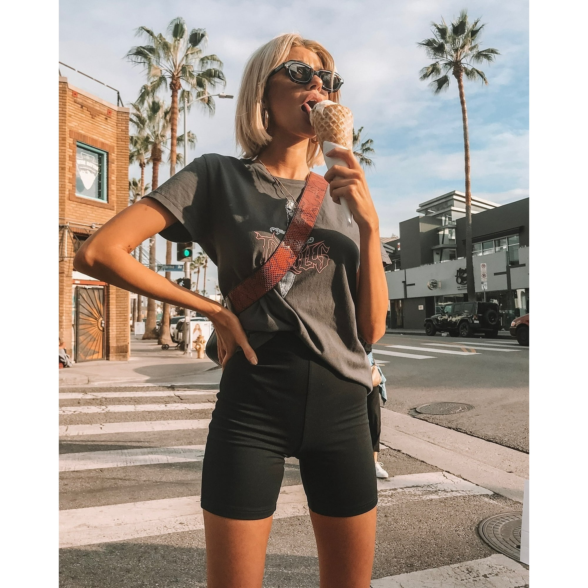Women s Cycling Shorts Stretch Plain Casual Sports Fitness Elastic Waist Slim Shorts Walmart