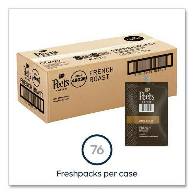 Peet's French Roast Coffee Freshpack, French Roast, 0.35 oz Pouch, 76/Carton Peet's French Roast Coffee Freshpack, French Roast, 0.35 oz Pouch, 76/Carton