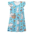 thumbnail image 1 of MIASHUI Robe de Nuit d'Été pour Filles avec Imprimé de Pâques et Petites Manches Volantes Robe de Maison Confortable pour Enfants Bleu Clair, 6-7 Ans, 1 of 2