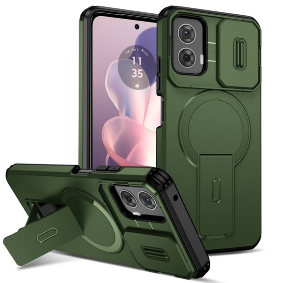 SELOZKE Compatible with Motorola Moto G Power 2024 Green Phone Holder, Magnetic Protective Phone Case