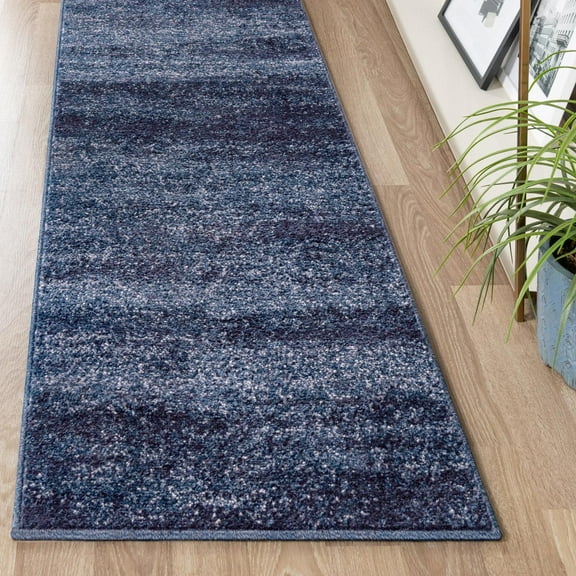 Unique Loom Del Mar Collection Area Rug - Lucille (2' 7" x 10' Runner Navy Blue/Ivory)