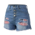 thumbnail image 5 of Charmgo Womens Shorts Clearance, Women's Ripped American Flag Printed Denim Shorts High Waisted Frayed Hem Casual Jeans Shorts Running Shorts for Women Shorts for Women Capri Pants for Women Blue, 5 of 9