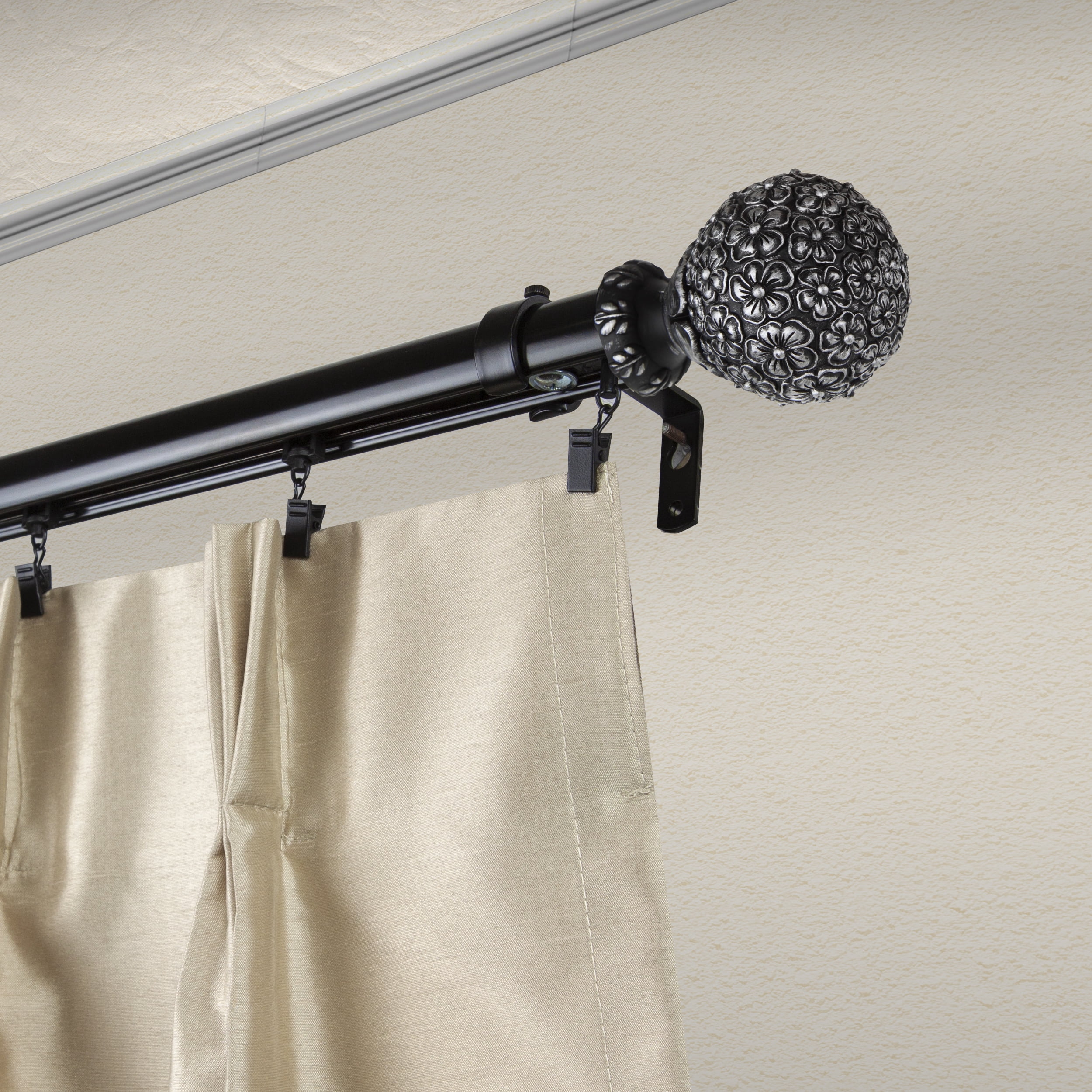 Terreca Curtain Rod 1" OD 160-240 inch - Satin Nickel